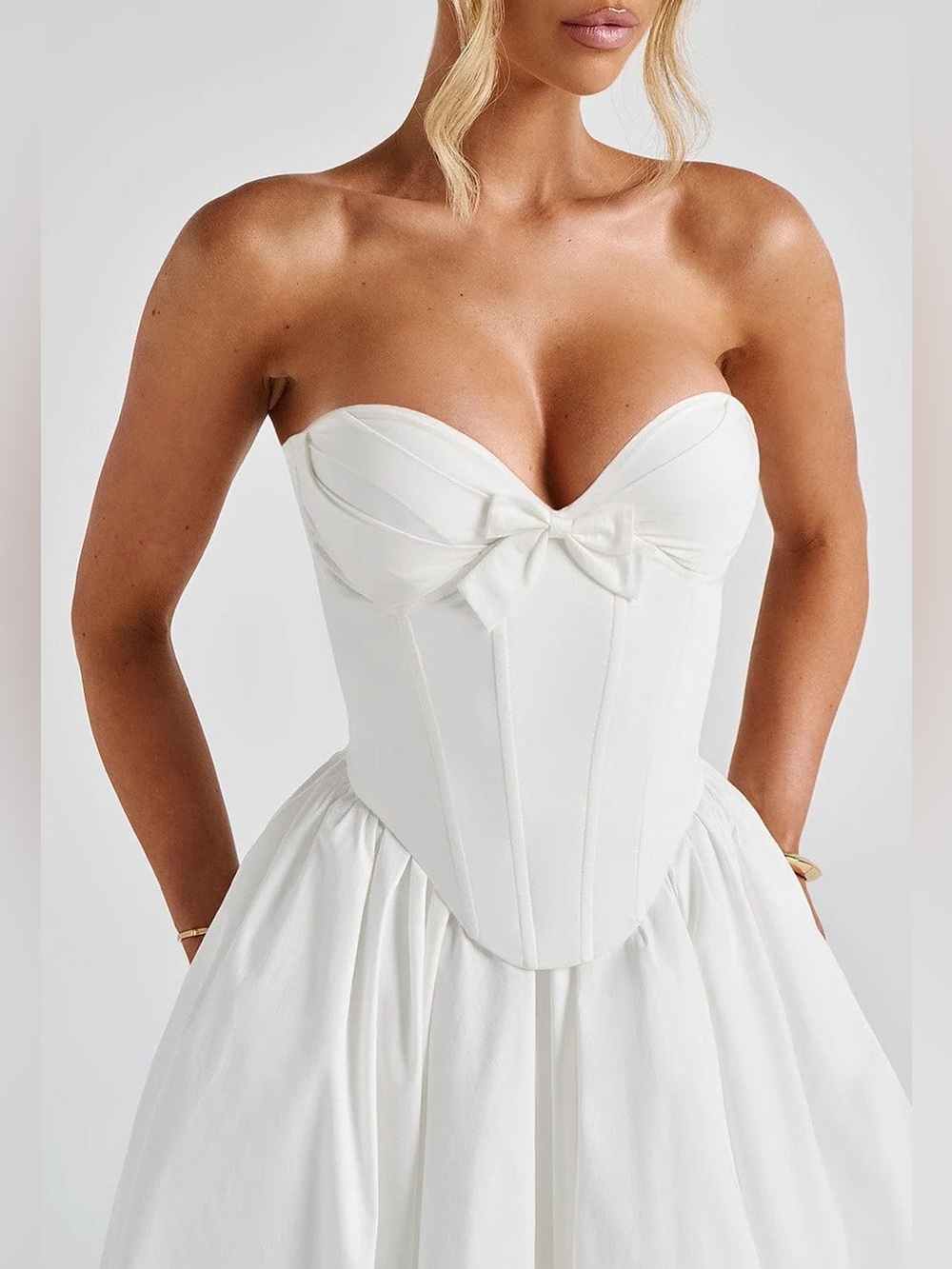 Strapless ivory Corset Ball Gown Dress
